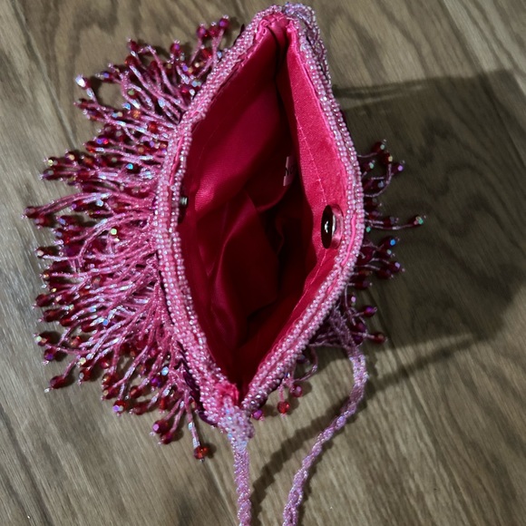 Y2K Barbie Pink Beaded Fringe Sequin Crossbody Mini Bag Purse - Picture 5 of 5